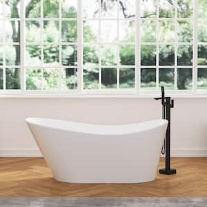 67 in. x 31.5 in. 100% Pure Virgin Acrylic Soaking Bathtub with Center Drain in White