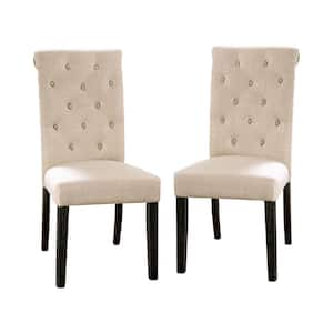 Lorcan Farmhouse Upholstered Antique Black and Ivory Side Chairs (Set of 2)