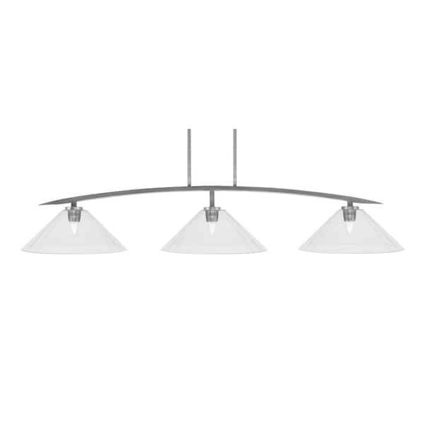 Unbranded Siena 3-Light Graphite Billiard-Light with Clear Bubble Glass Shades