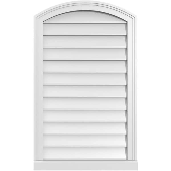 Ekena Millwork 22 in. x 36 in. Arch Top Surface Mount PVC Gable Vent: Functional with Brickmould Sill Frame