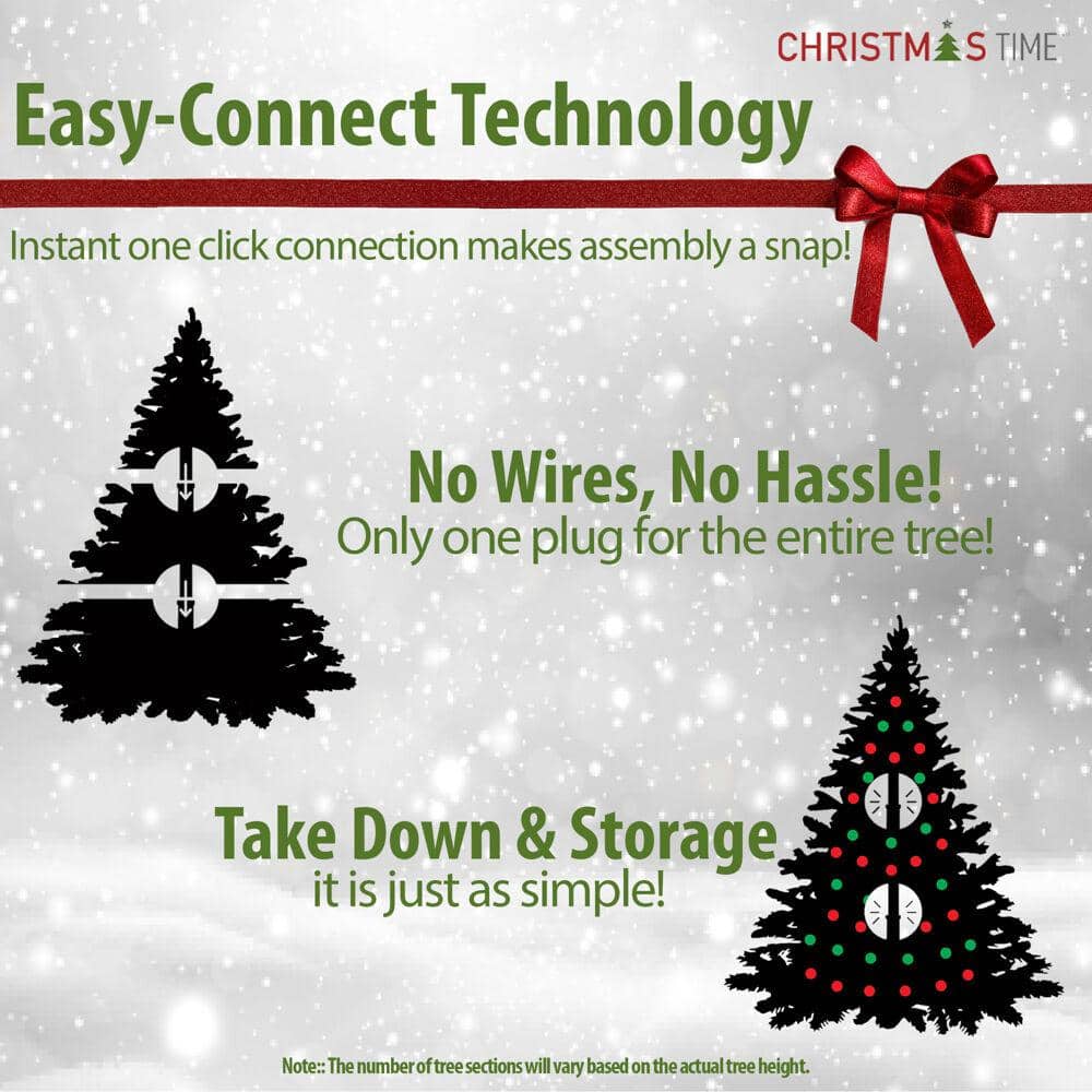 6.5-ft Slim White Pine Flocked Christmas Tree with Multi-Color LED Lights