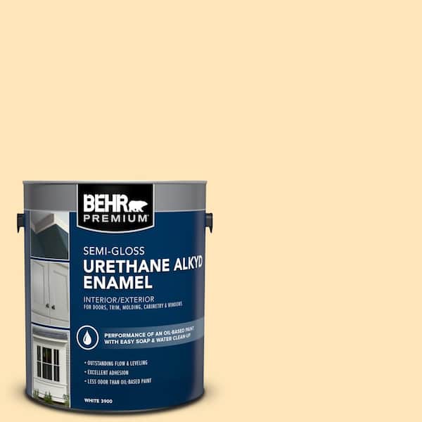 1 gal. #BIC-28 Butter Creme Urethane Alkyd Semi-Gloss Enamel Interior/Exterior Paint