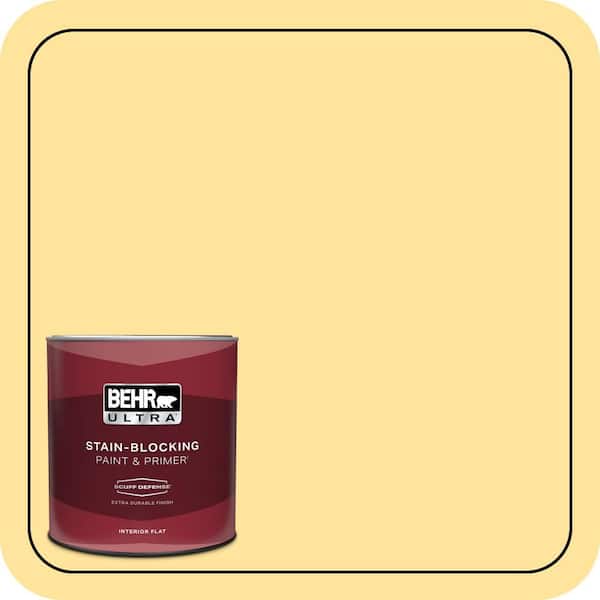 BEHR ULTRA 1 qt. #340B-4 Lemon Drops Extra Durable Flat Interior Paint & Primer