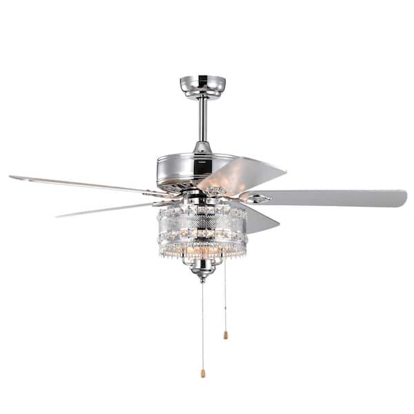 Logmey 52 in. Indoor Silver Modern Ceiling Fan with Downrod and Reversible Motor
