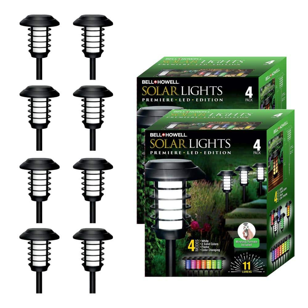 Bell & Howell 21 Lumens Solar Powered Landscape Path Lights 2 Modes Warm Bright Light (4-Pack) 7723