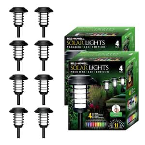 Pathway Lights Black Solar 11 Lumens LED Weather Resistant Color Changing Landscape Path Light with Remote (8-Pack)
