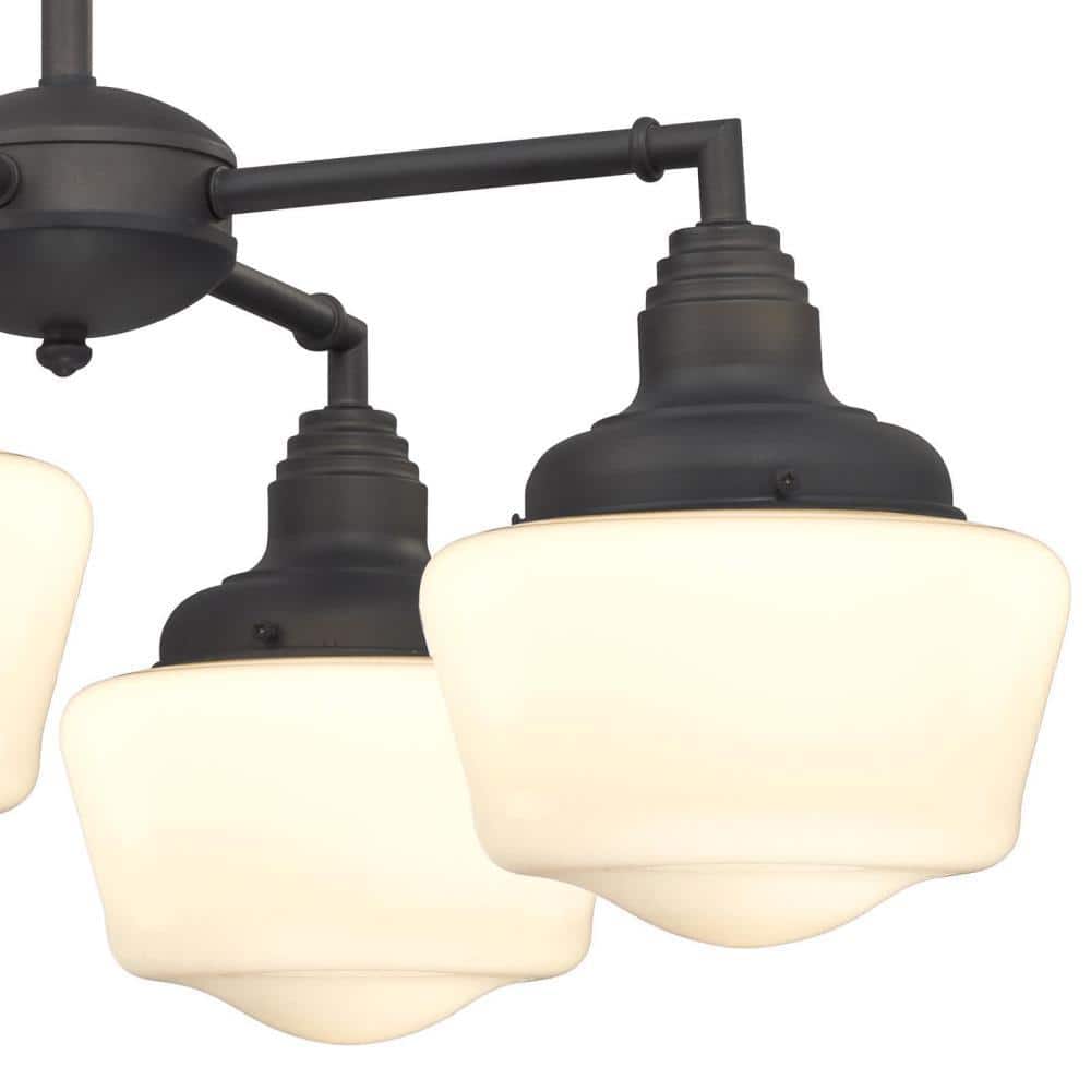 Scholar 24" Convertible Chandelier/Semi-Flush in Oil Rubbed Bronze with Opal Shades