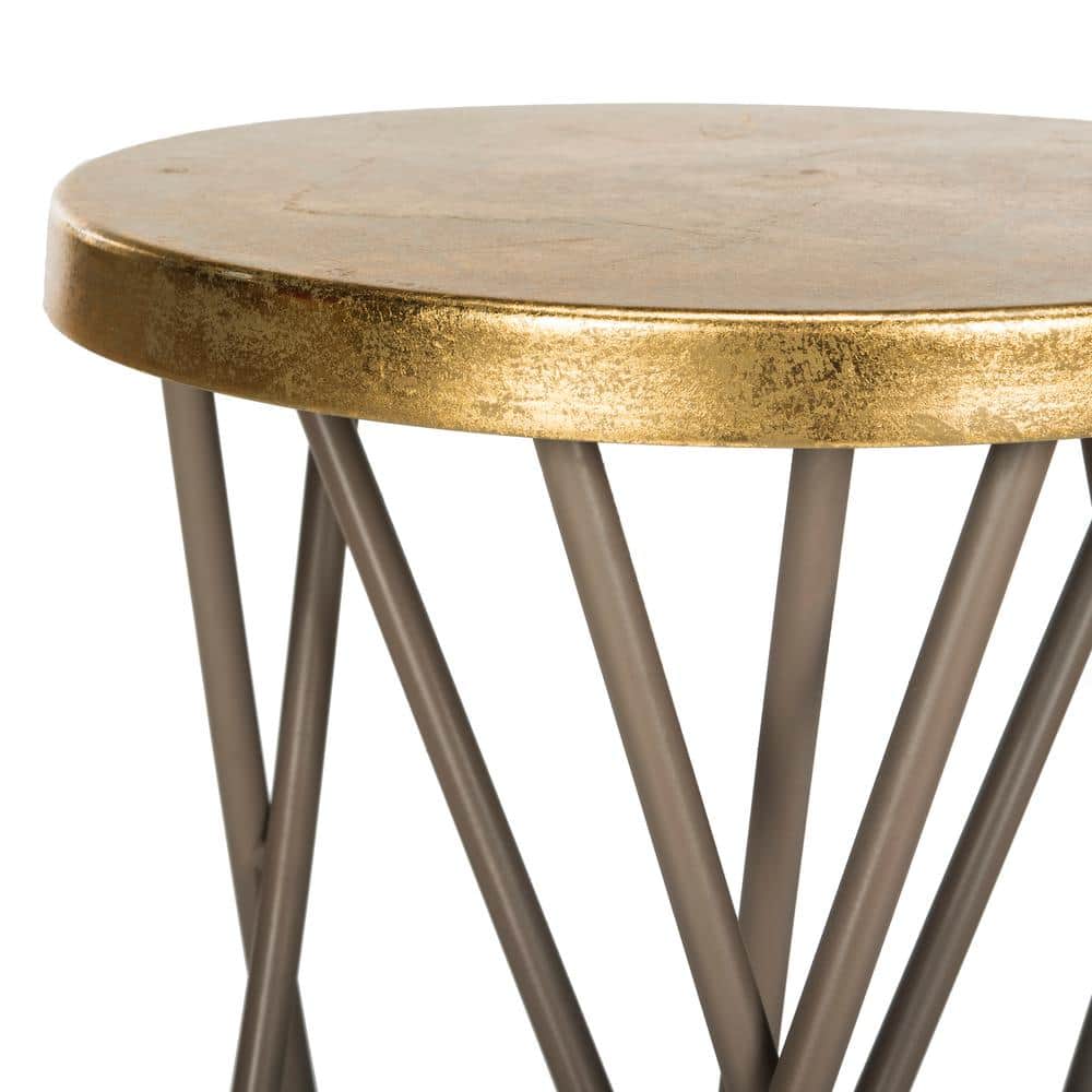 Beige and Gold Hairpin Leg Industrial Bar Stool