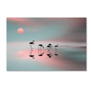 16 in. x 24 in. Family Flamingos by Natalia Baras Floater Frame Animal Wall Art
