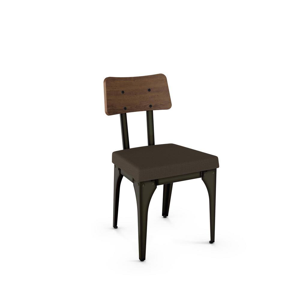 Symmetry Industrial High Side Chair Brown Wood and Dark Grey Metal