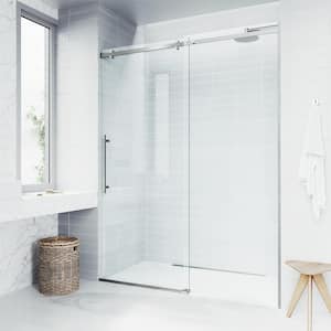 Luca 56 to 60 in. W x 79 in. H Sliding Frameless Shower Door in Stainless Steel with 3/8 in. (10mm) Clear Glass