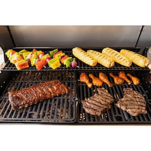 Deluxe 6-Burner Natural Gas Grill in Black with Ceramic Searing Side Burner and Gourmet Plus Cooking System