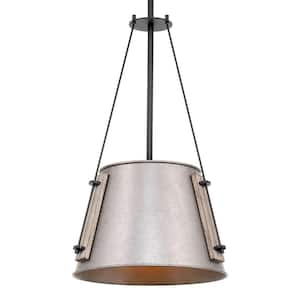 Basin 60-Watt 1-Light Black Industrial Pendant Light with Galvanized Shade, No Bulb Included