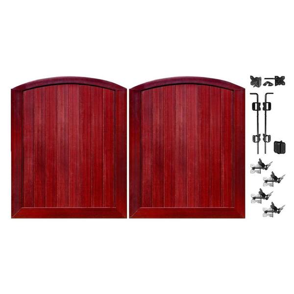 Veranda Pro Series 5 ft. W x 6 ft. H Mahogany Vinyl Anaheim Privacy Double Drive Through Arched Fence Gate