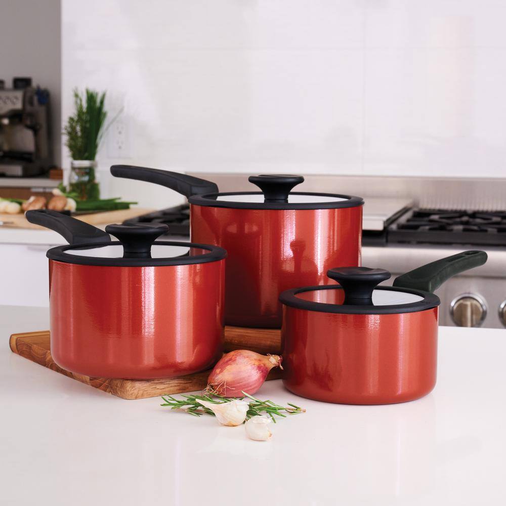 Tramontina Red Aluminum Non-Stick 6-Piece Nesting Cookware Set