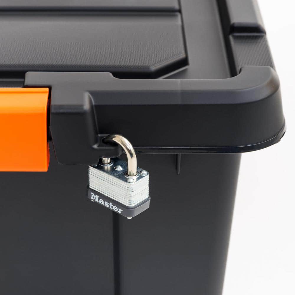 13 Quart Black Heavy Duty Stackable Storage Bin with Lid