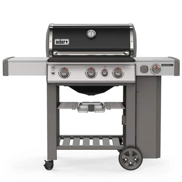 Weber Genesis II E-330 3-Burner Liquid Propane Gas Grill in Black with Built-In Thermometer and Side Burner