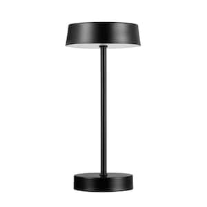 12 in. 15-Watt LED Integrated Matte Black Outdoor Table Lamp with Rechargeable Battery and Micro USB Cable