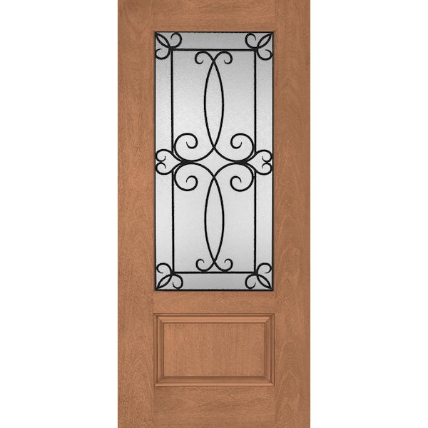 Regency 36 in. x 80 in. Universal Handing 3/4Lite Georgian Decorative Glass AutumnWh Mahogany Fiberglass Front Door Slab