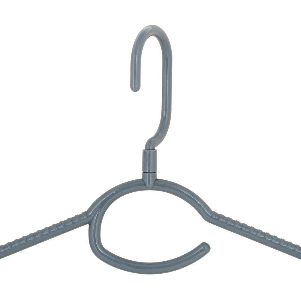 Gray Heavyweight Plastic Hangers with Swivel Hook and Rubber Grips (Set of 5)