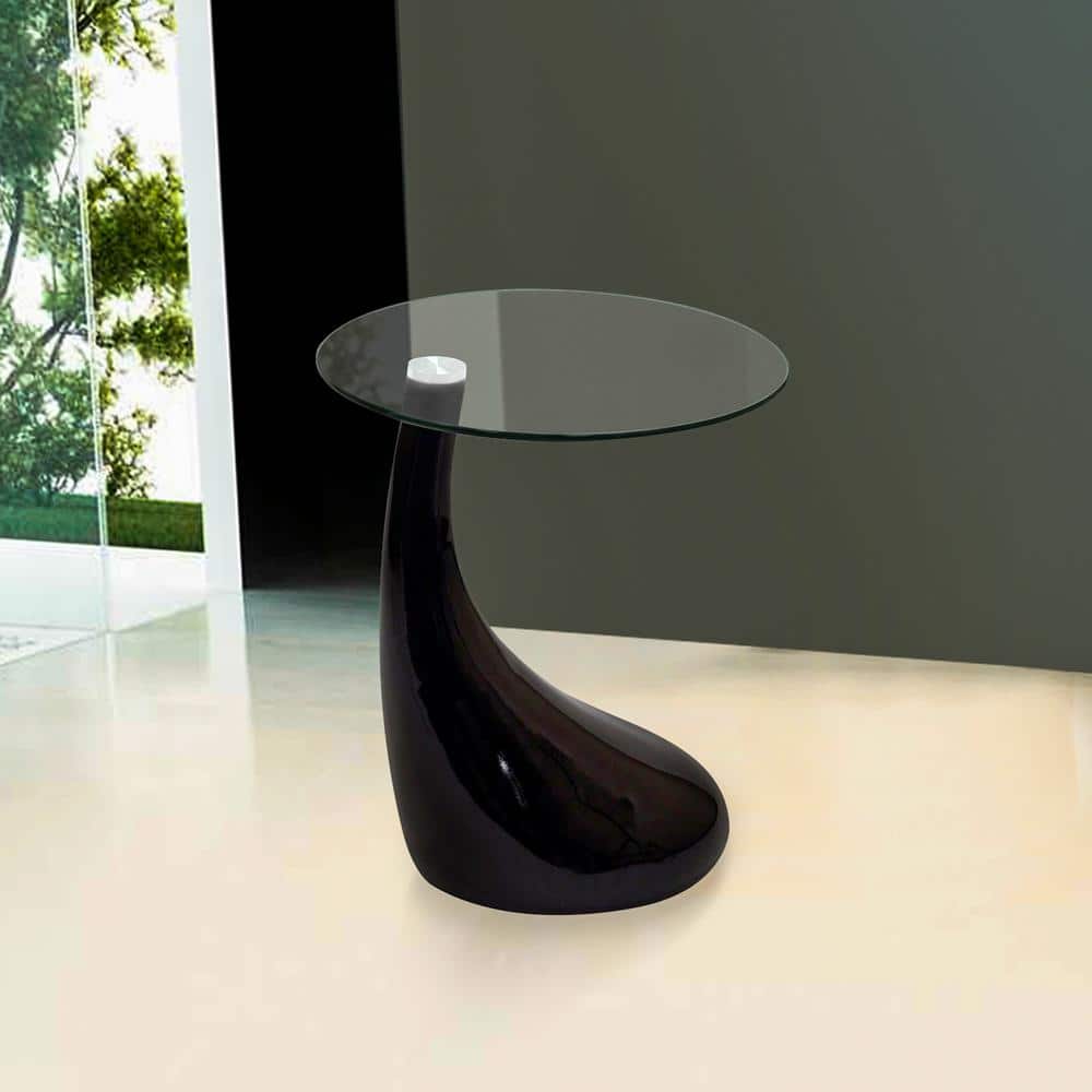 Centeno Round Clear Glass Top Pedestal End Table