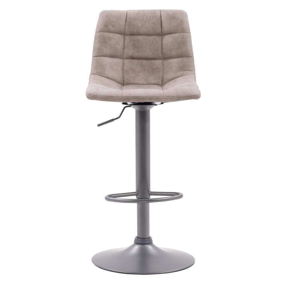 Palmer Adjustable Light Grey Tufted Fabric Swivel Barstools - Set of 2