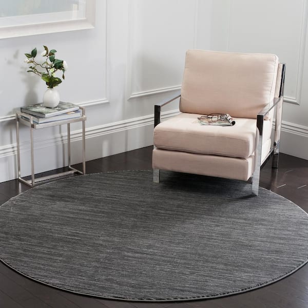 Vision Gray 8 ft. x 8 ft. Solid Marle Round Area Rug