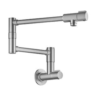 Bolden 2 Handle Wall Mount Pot Filler Faucet with Retractable Arm in Spot-Free Stainless Steel