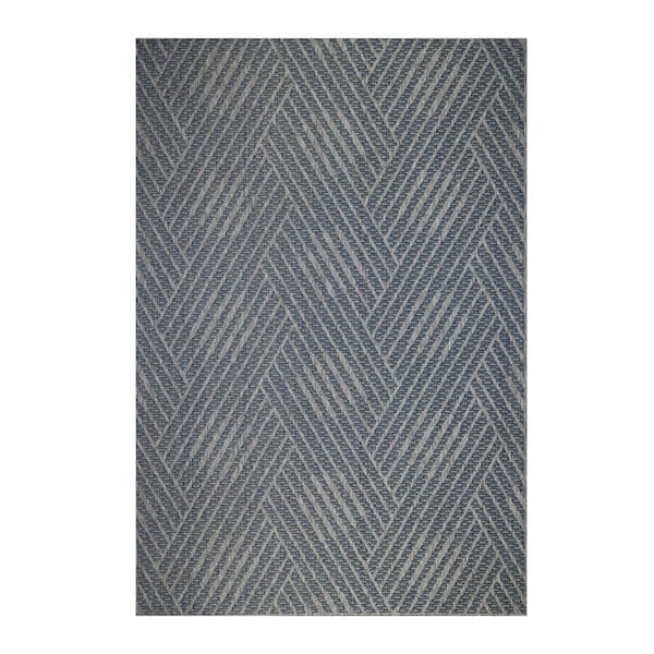 Maryland 9x12 Area Rug Blue Polypropylene Rectangle Low Pile Geometric Pattern Rugs for Living Room Dining Room Bedroom