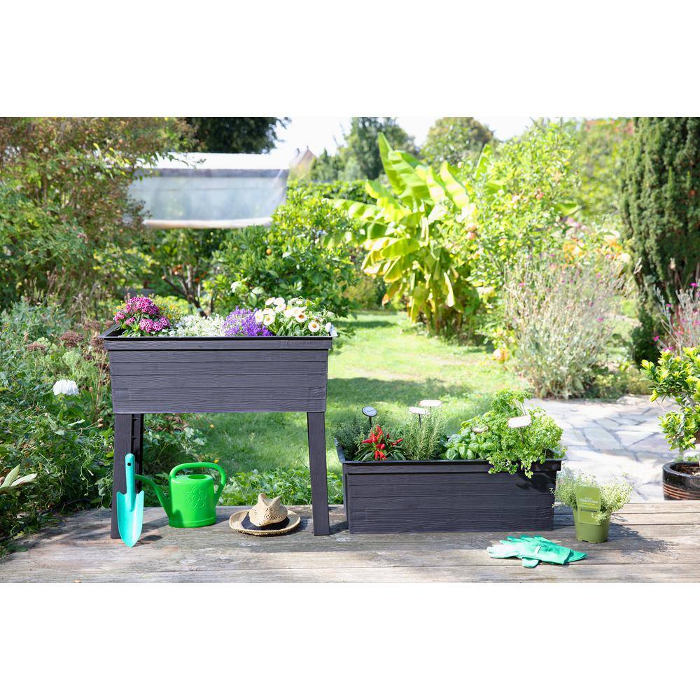 Urban Black Polypropylene Elevated Balcony Planter Box