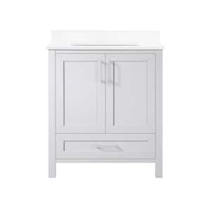 Moorside 30 in. W x 19 in. D x 34 in. H Single Sink Bath Vanity in Dove Gray with White Engineered Stone Top
