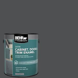 1 gal. #PPU26-01 Satin Black Satin Enamel Interior/Exterior Cabinet, Door & Trim Paint