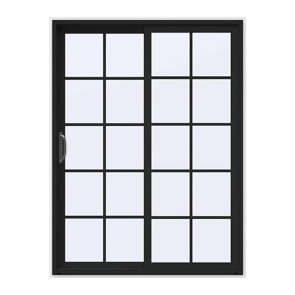 JELD-WEN 60 in. x 80 in. V-4500 Contemporary Bronze FiniShield Vinyl Left-Hand 10 Lite Sliding Patio Door w/White Interior