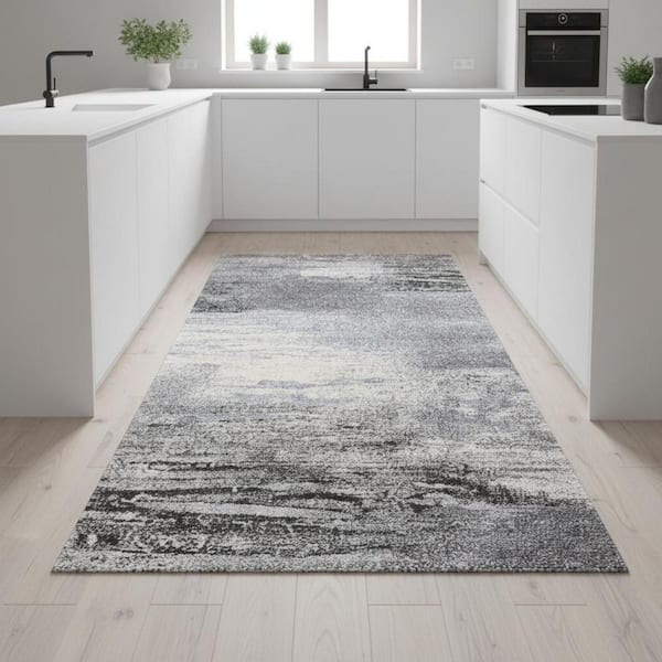 Gray 2 X 8 ft. Woven Abstract Runner Indoor Area Rug
