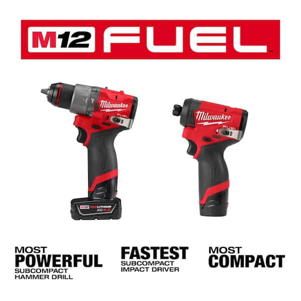 Milwaukee - M12 FUEL 12V Lithium-Ion Brushless Cordless Hammer Drill and Impact Driver Combo Kit w/3 Batteries and Bag (2-Tool)