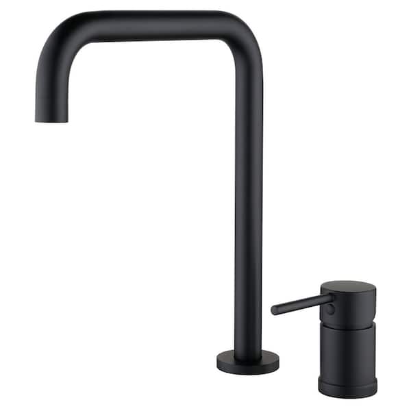 Single Handle 2-Hole Bathroom Faucet with Swivel Spout Brass Basin Taps in Matte Black