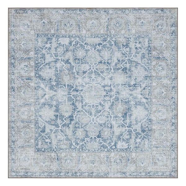 Paloma Blue 7 ft. 10 in. x 7 ft. 10 in. Ornamental Indoor Square Area Rug