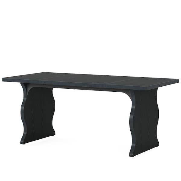 TRIBESIGNS WAY TO ORIGIN Halseey 63 in. Rectangular Black Wood Executive Desk, Large Black Computer Desk Conference Table for Home Office