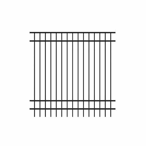 Natural Reflections Standard-Duty 6 ft. H x 6 ft. W Black Aluminum Pre-Assembled Fence Panel