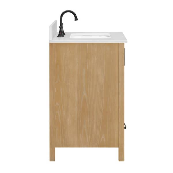 Lawford 30 in. Single Sink Freestanding Fluted Baltic Birch Bath Vanity with Carrara White Engineer Stone Top