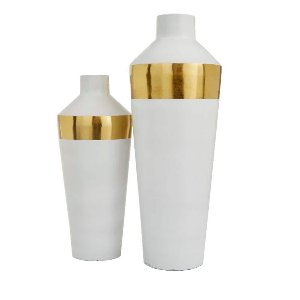 Contemporary Light Metal Bouquet Vase Duo - Round 20" Set