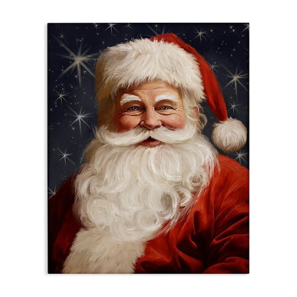 Stupell Industries Smiling Santa Claus Portrait byRamona Murdock 1-Piece Unframed Graphic Print People Poster Art Print 20 in. x 16 in.