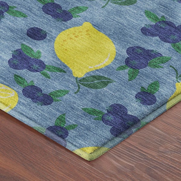 Mayfield Premium Machine Washable Abstract AMF2354 Denim 5 ft. x 7 ft. 6 in. Area Rug