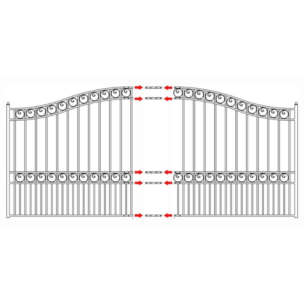 Black Steel Arched Sliding Driveway Gate with Pointed Pickets