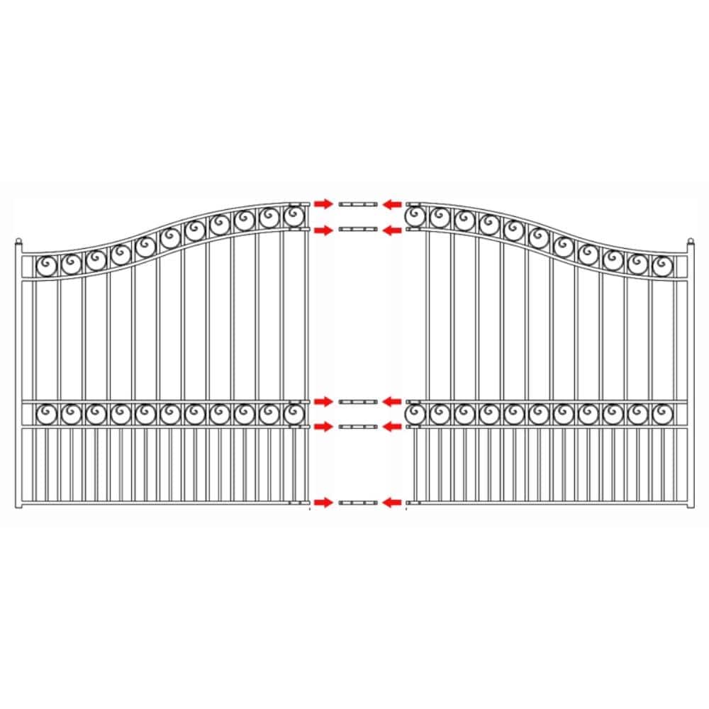 Black Steel Arched Sliding Driveway Gate with Gate Opener
