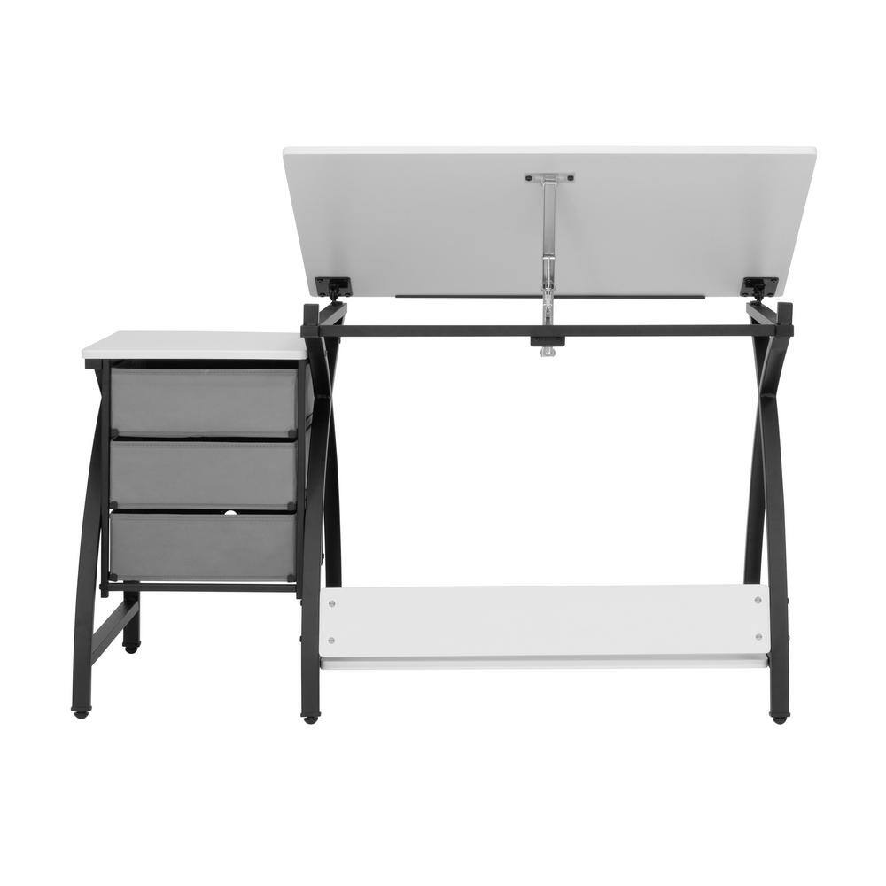 40'' Black & White Adjustable Craft Table with Storage & Padded Stool