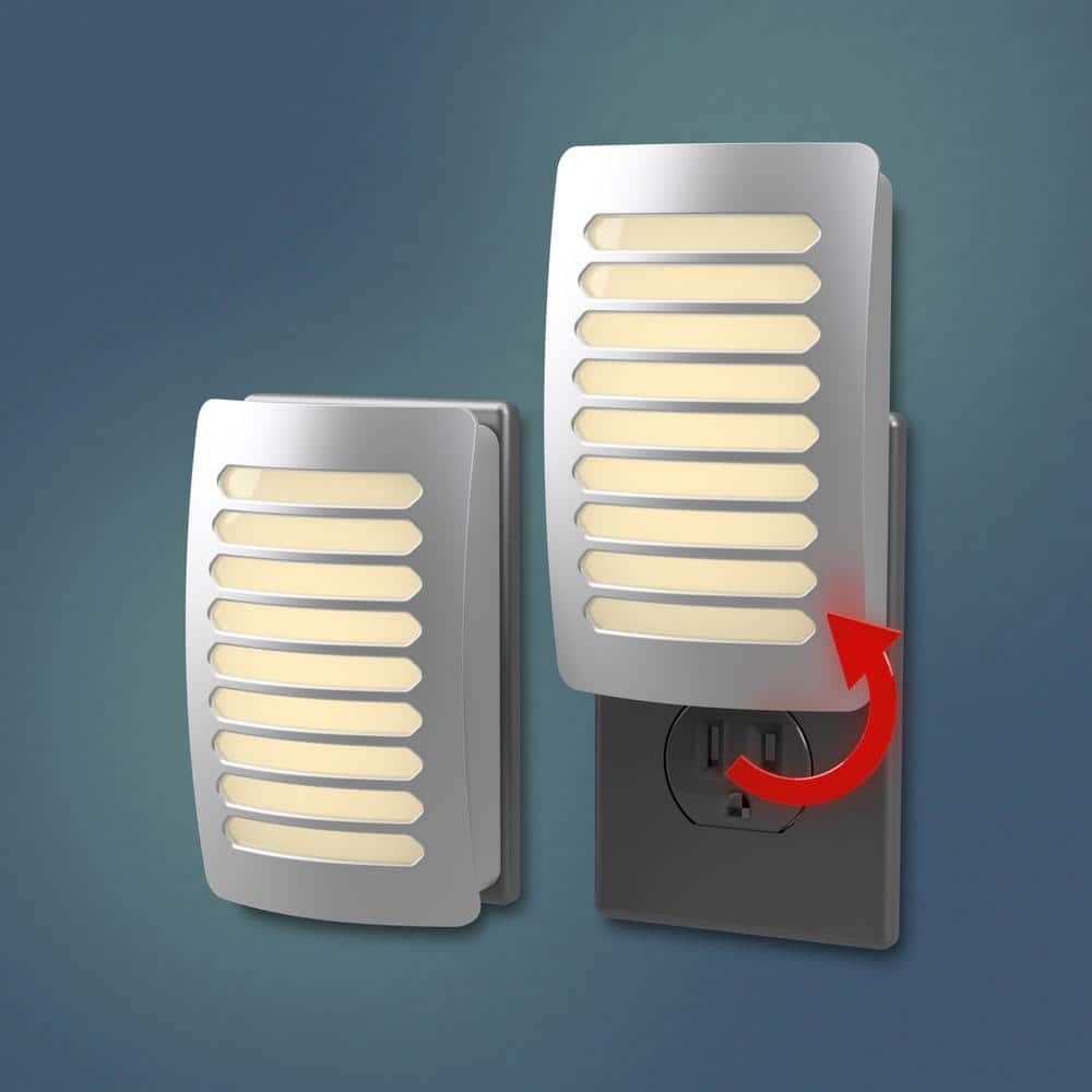 Satin Nickel Louver DecoPlug LED Night Light