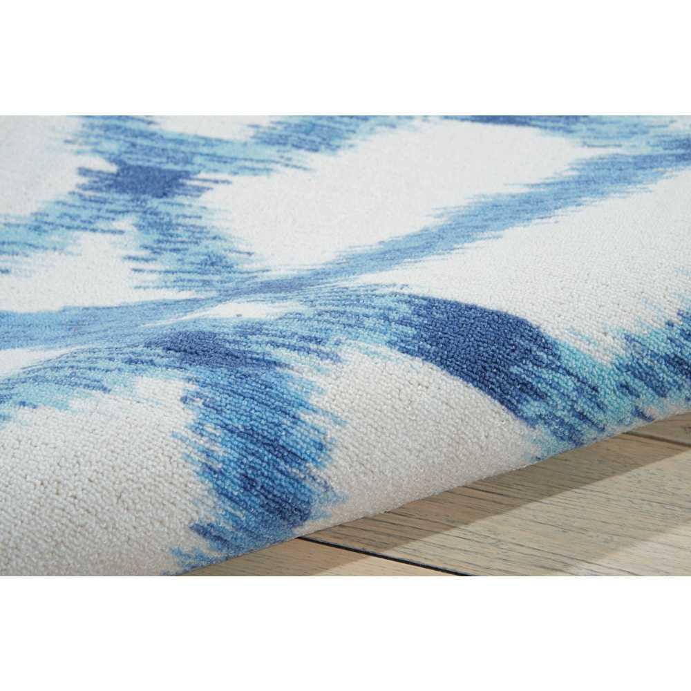 Aegean Blue and White Ikat Square Outdoor Rug