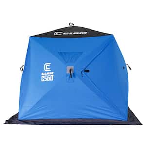 Clam Thermal 90 in. Pop Up Ice Fishing Angler Hub Shelter in Blue