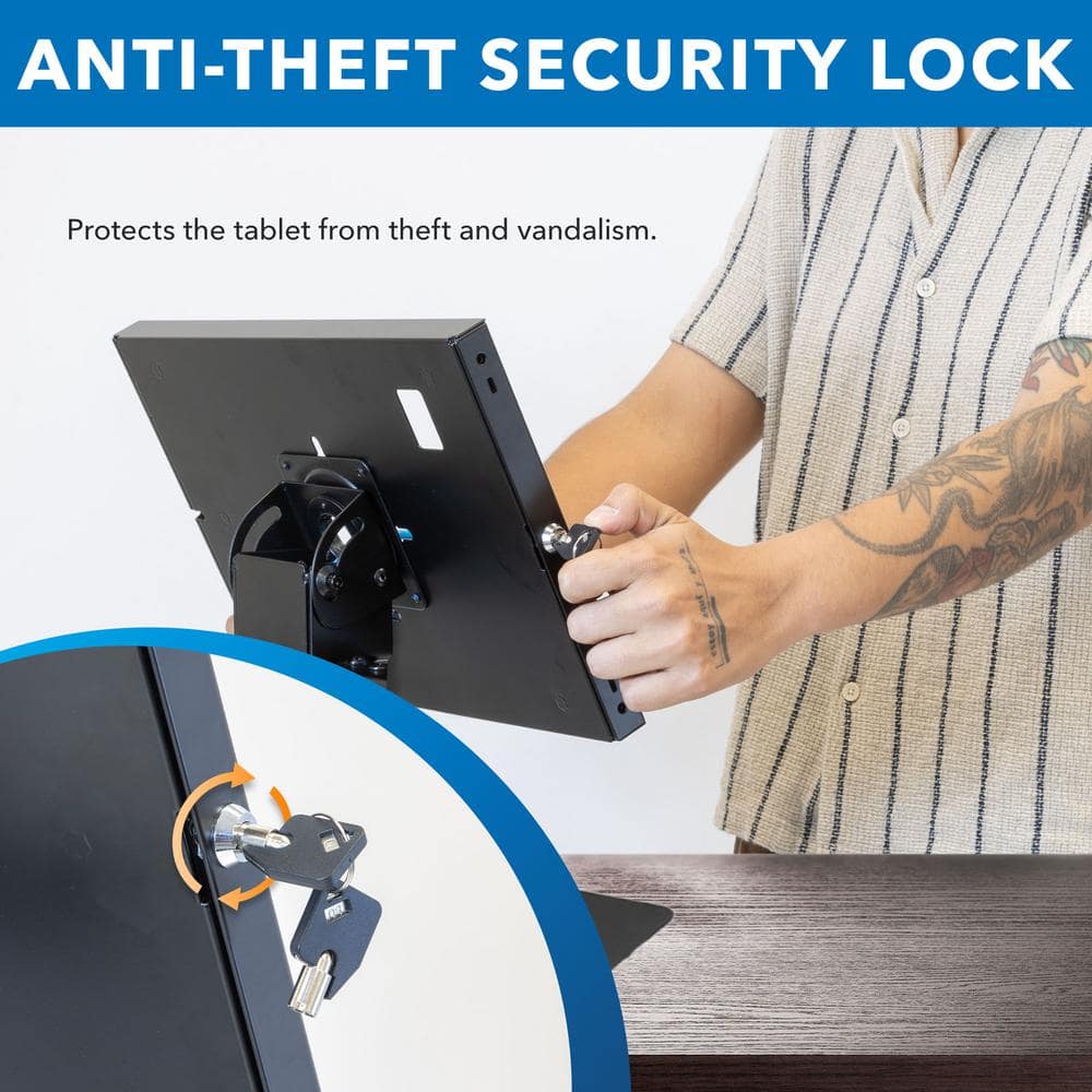 Black Anti-Theft Locking Tablet Kiosk Stand for iPad